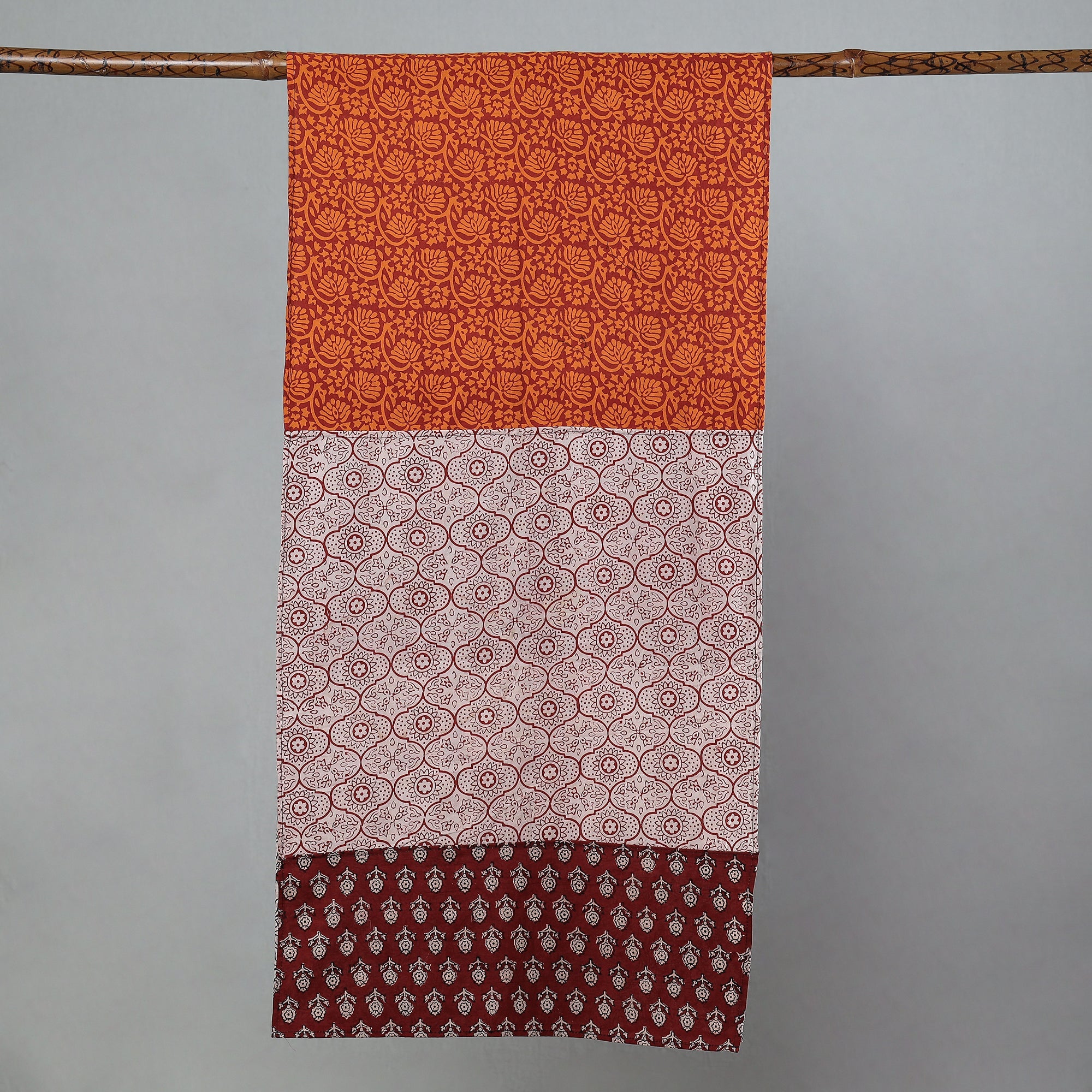  Bagh Block Printed Patchwork Cotton Stole 