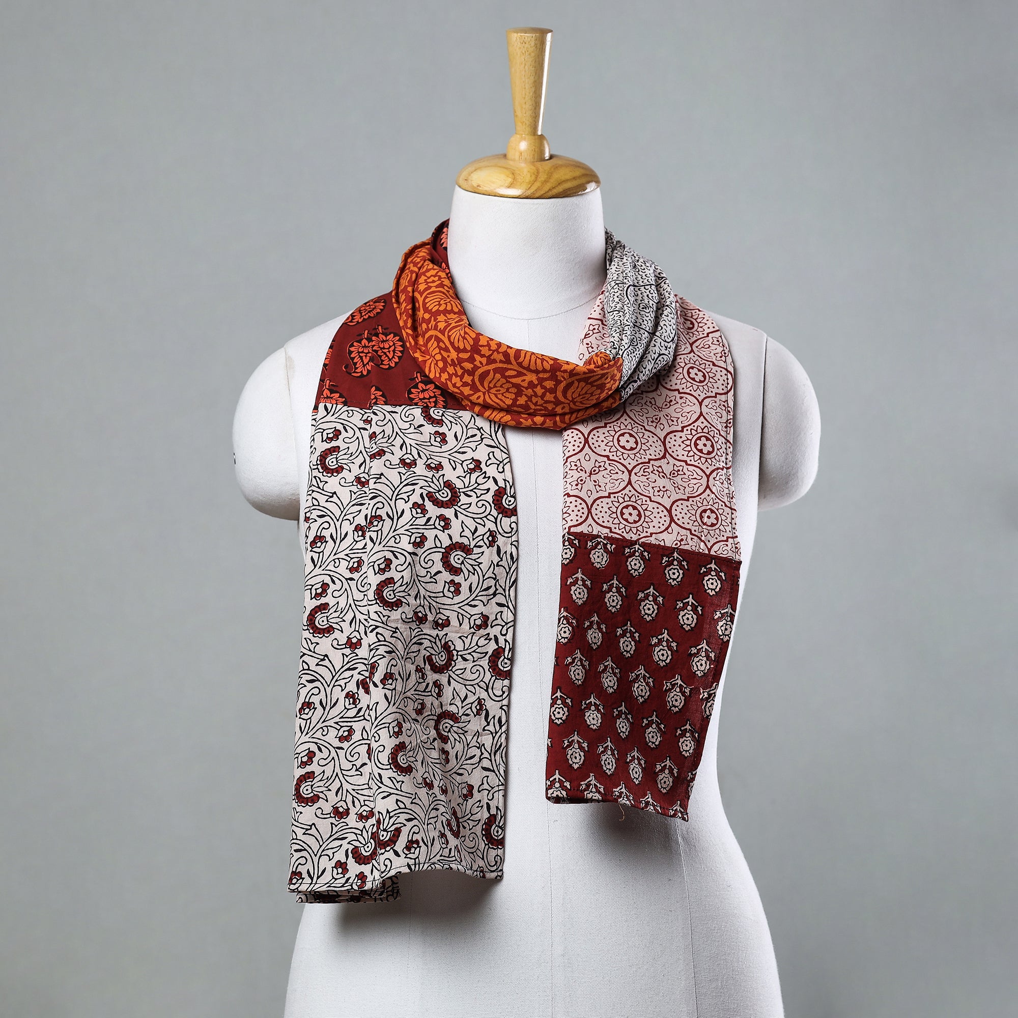 Bagh Block Printed Patchwork Cotton Stole 