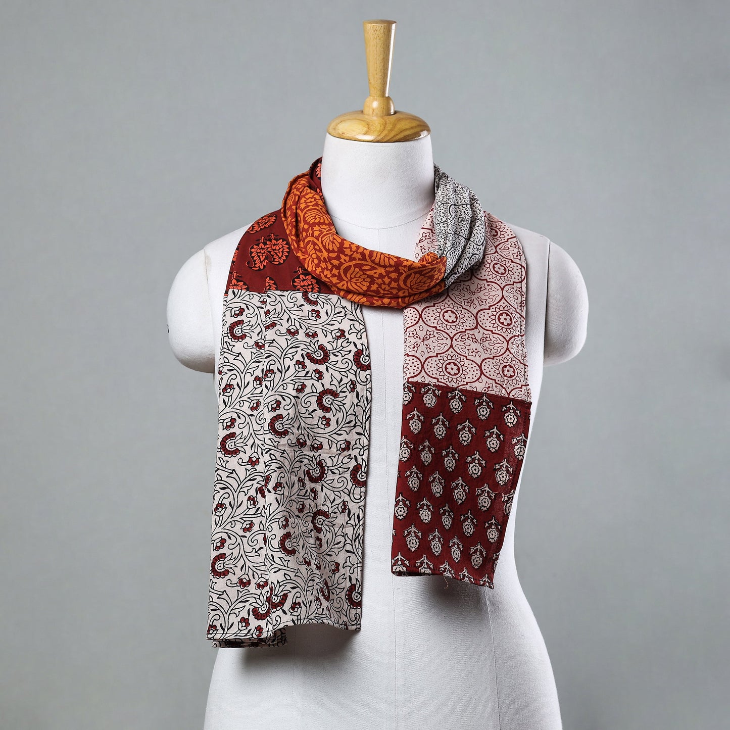  Bagh Block Printed Patchwork Cotton Stole 
