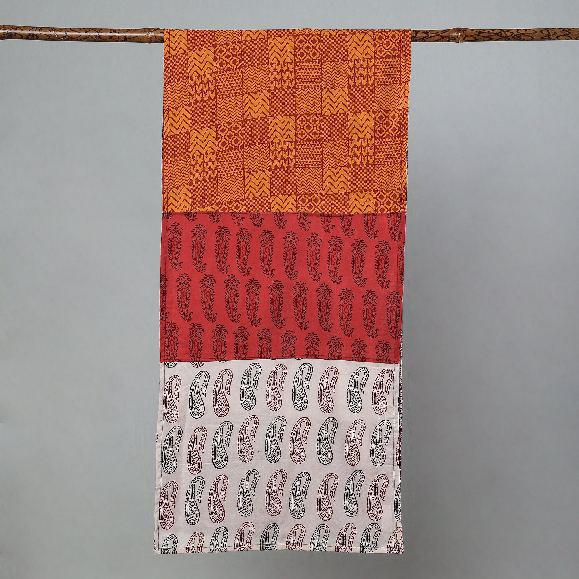  Multicolor Bagh Block Printed Patchwork Cotton Stole