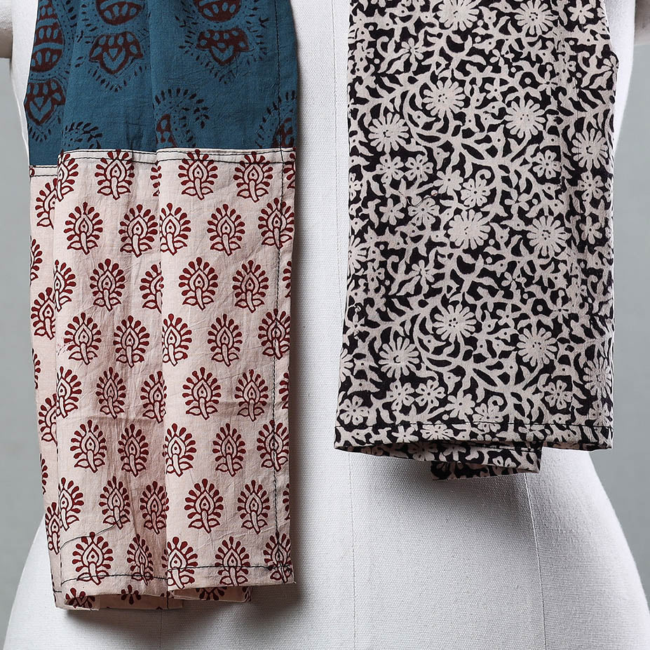 Multicolor Bagh Block Printed Patchwork Cotton Stole