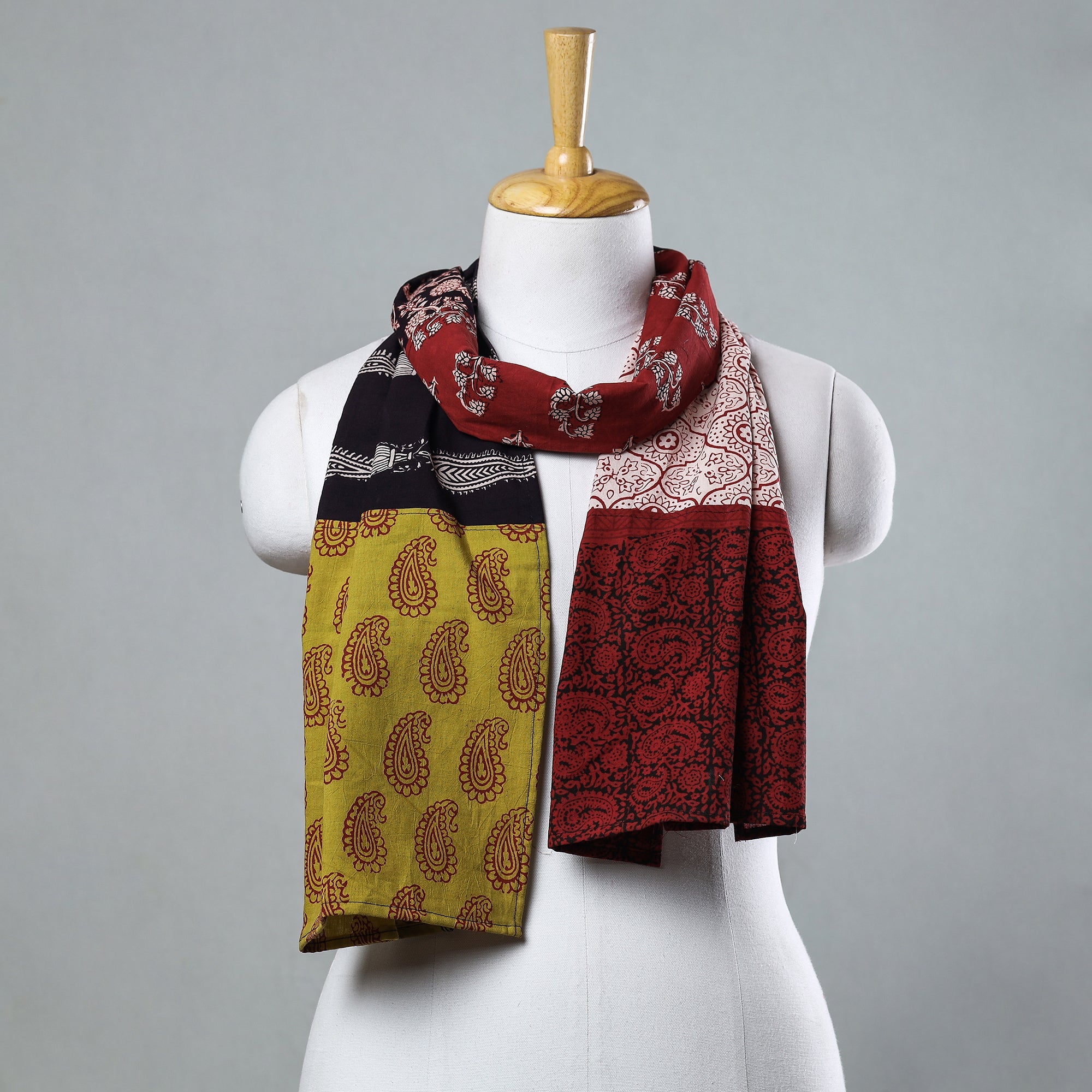  Bagh Block Printed Patchwork Cotton Stole 