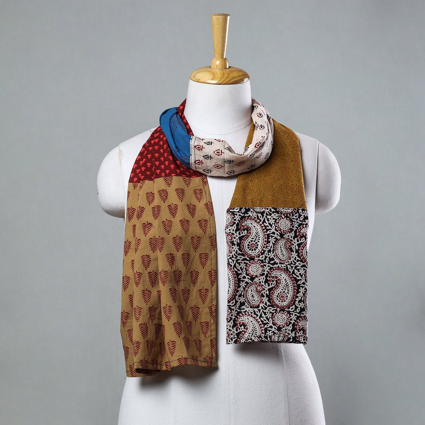 Multicolor Bagh Block Printed Patchwork Cotton Stole