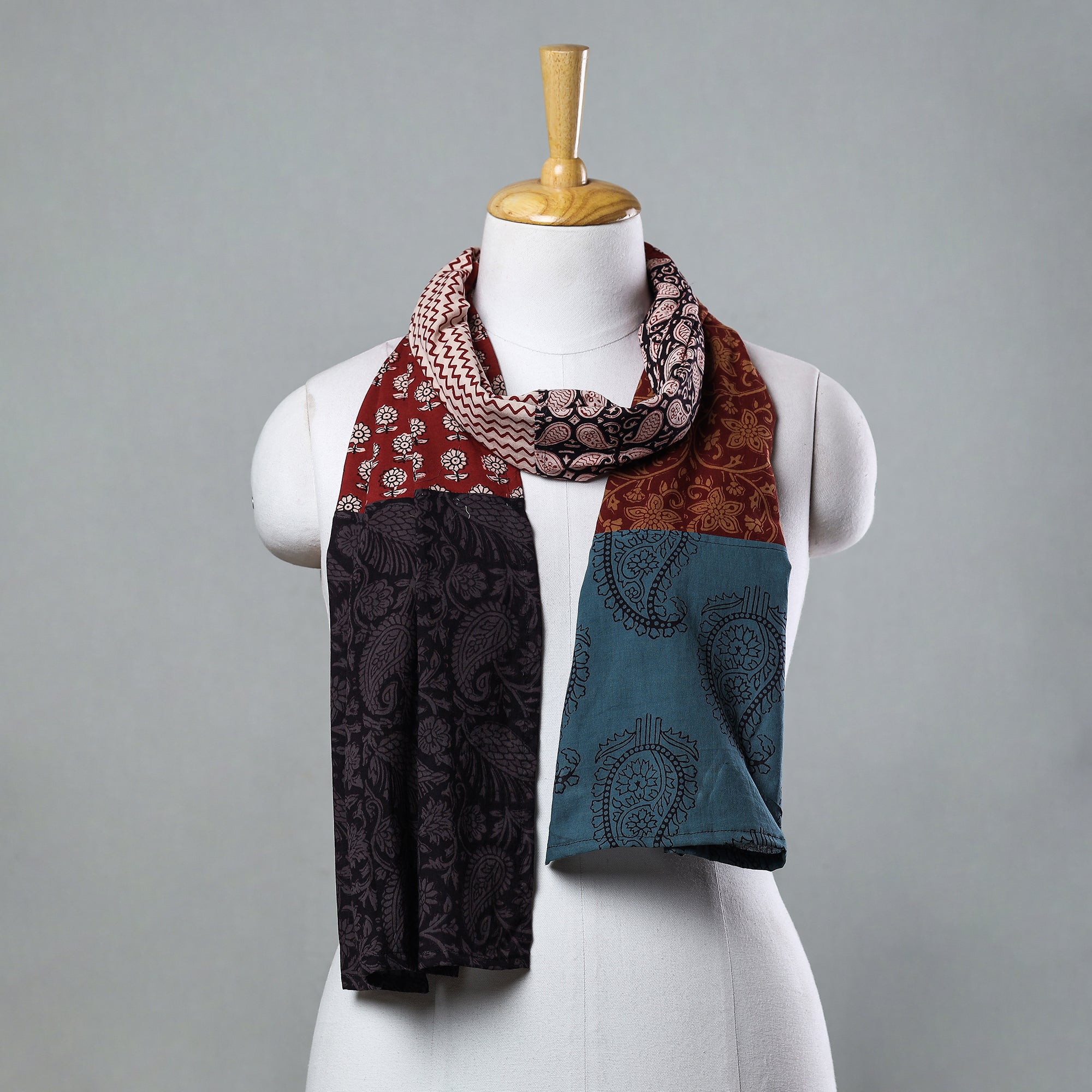 Multicolor Bagh Block Printed Patchwork Cotton Stole