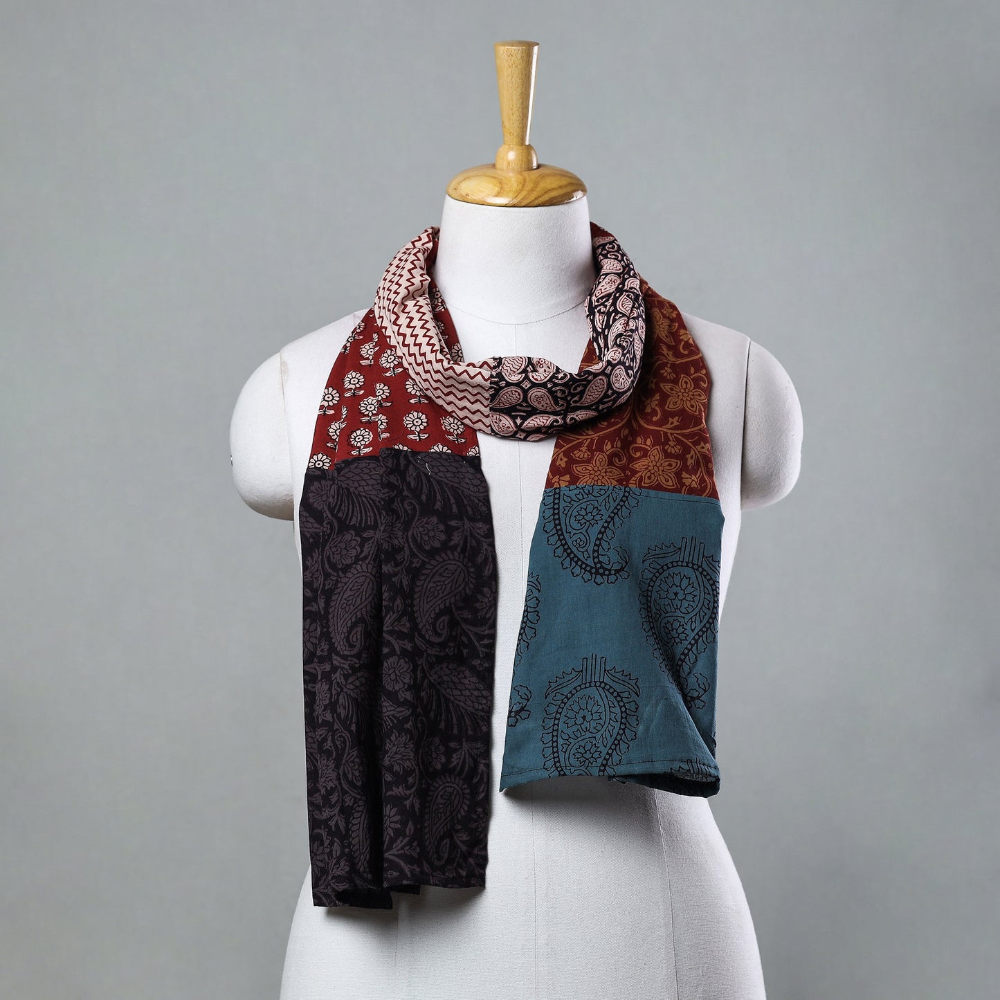 Multicolor Bagh Block Printed Patchwork Cotton Stole