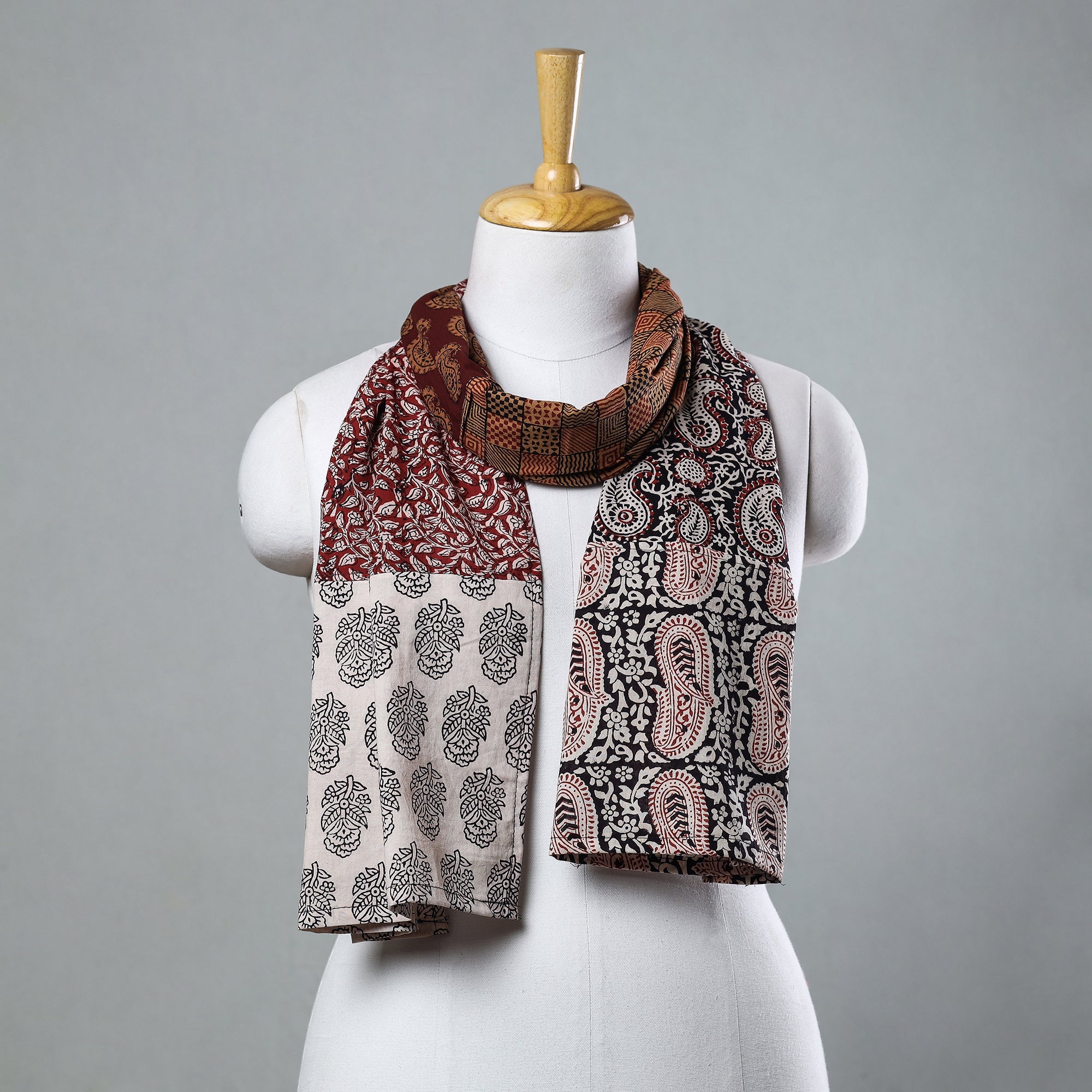  Bagh Block Printed Patchwork Cotton Stole 