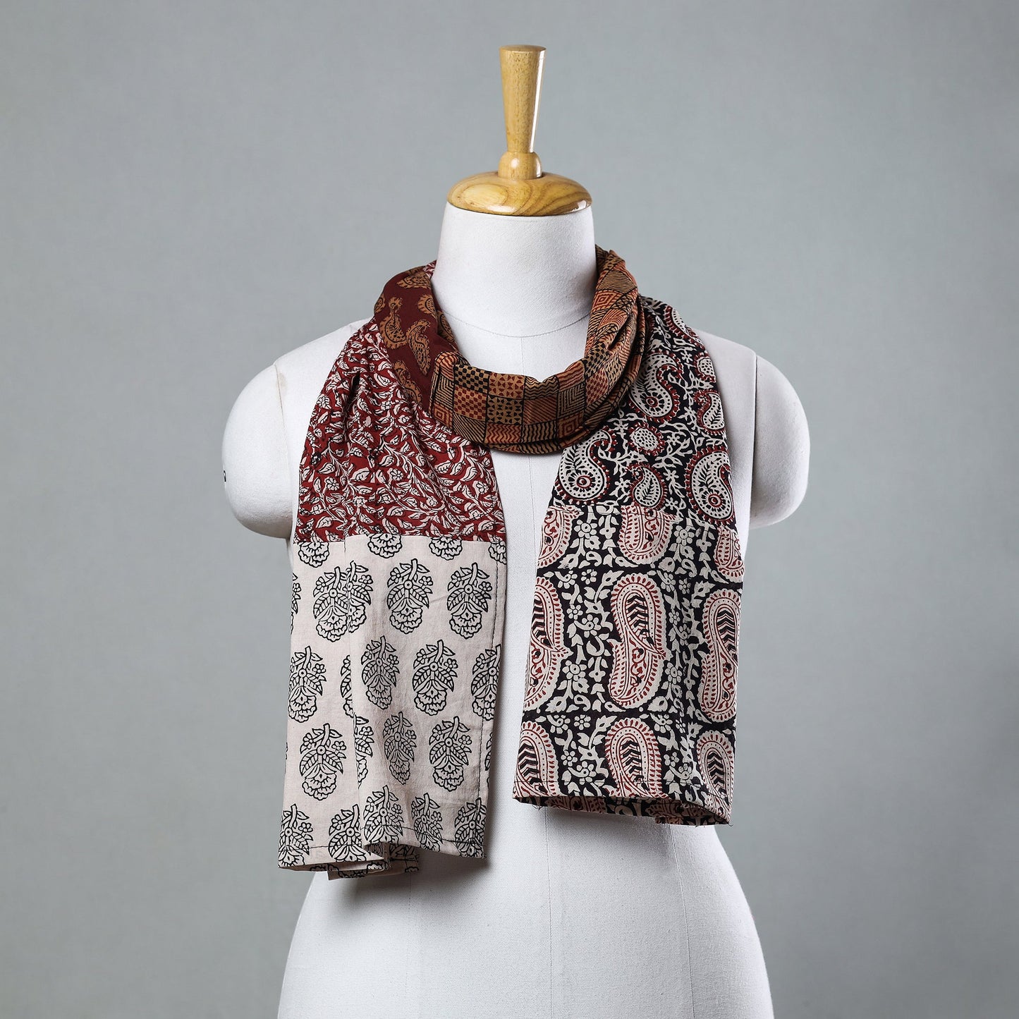  Bagh Block Printed Patchwork Cotton Stole 