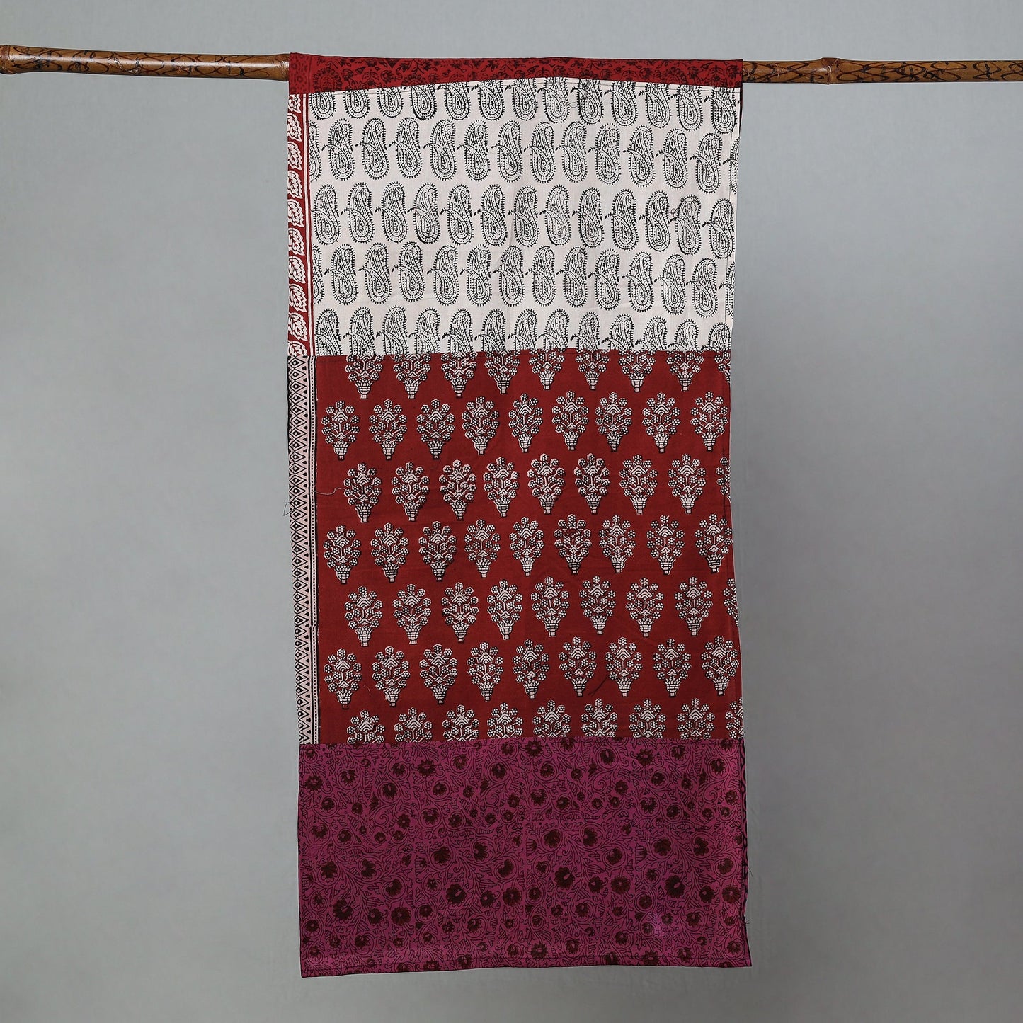  Multicolor Bagh Block Printed Patchwork Cotton Stole