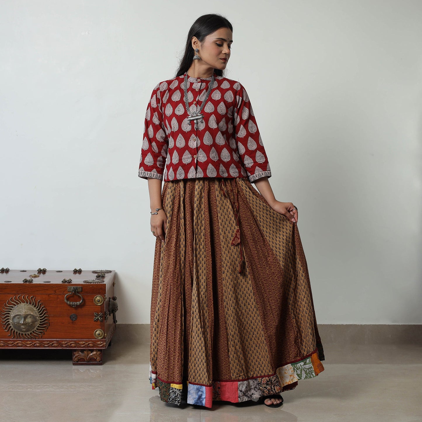Multicolor - bagh skirt with 24 kali patchwork 05