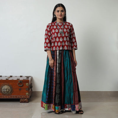 Multicolor - bagh skirt with 24 kali patchwork 08