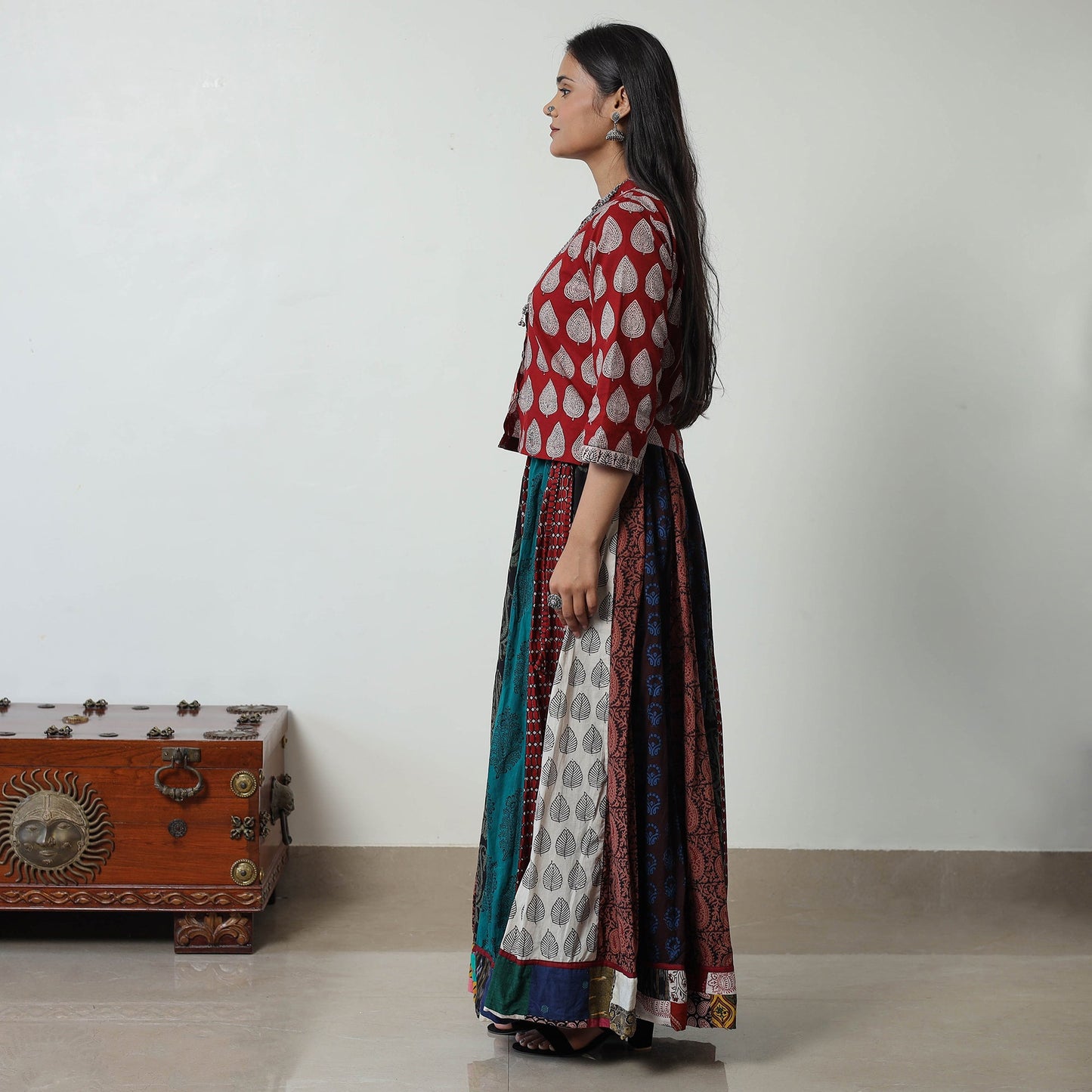 Multicolor - bagh skirt with 24 kali patchwork 08
