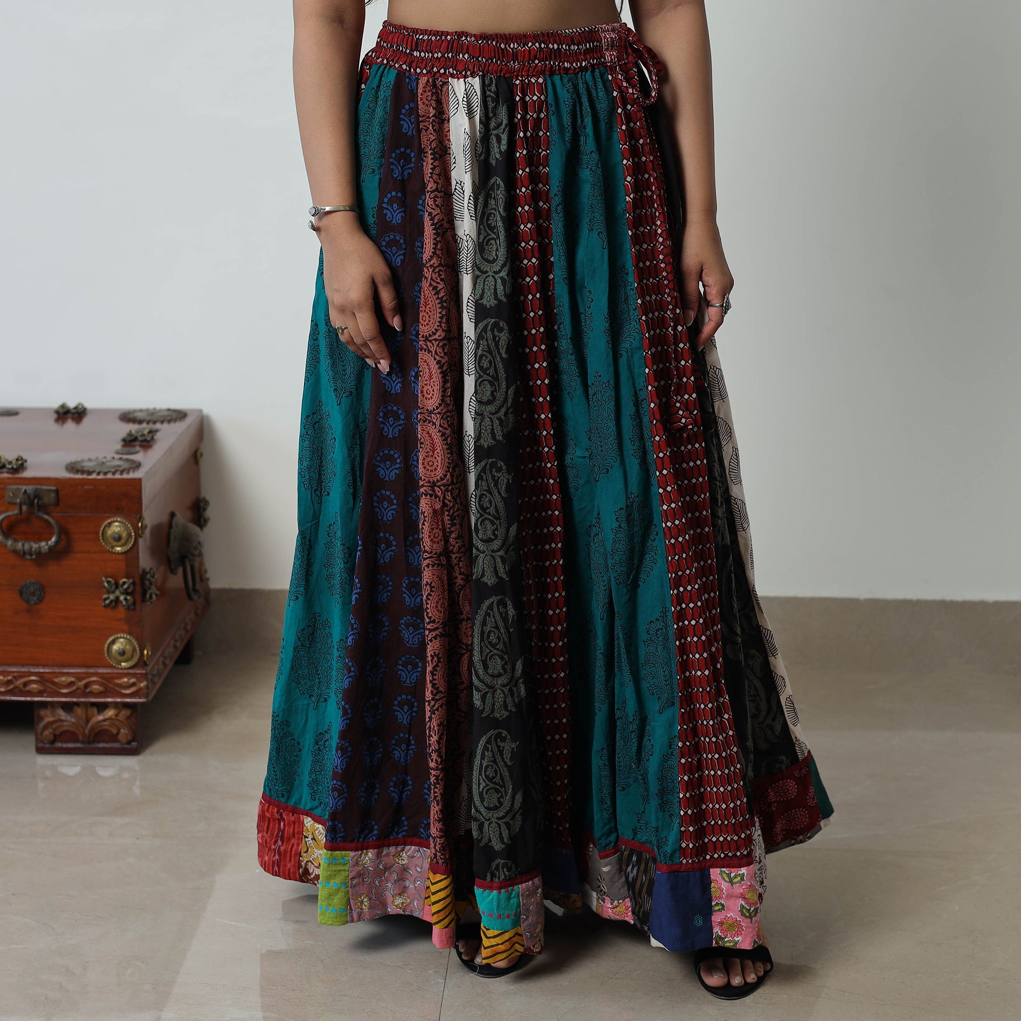 Multicolor - bagh skirt with 24 kali patchwork 08