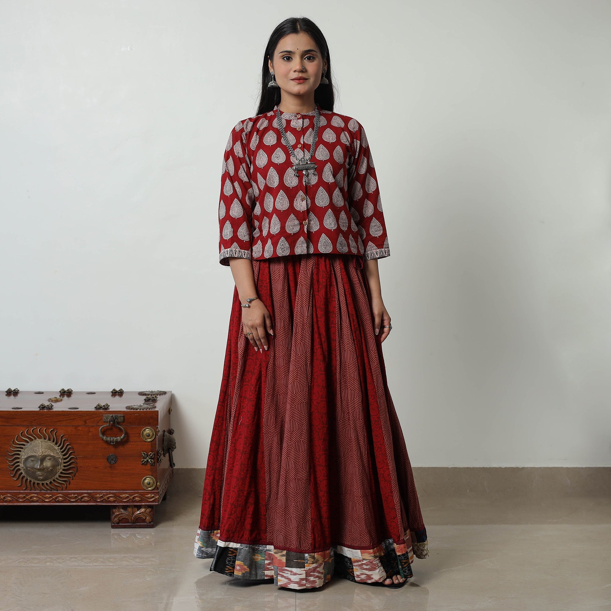 Multicolor - bagh skirt with 24 kali patchwork 09