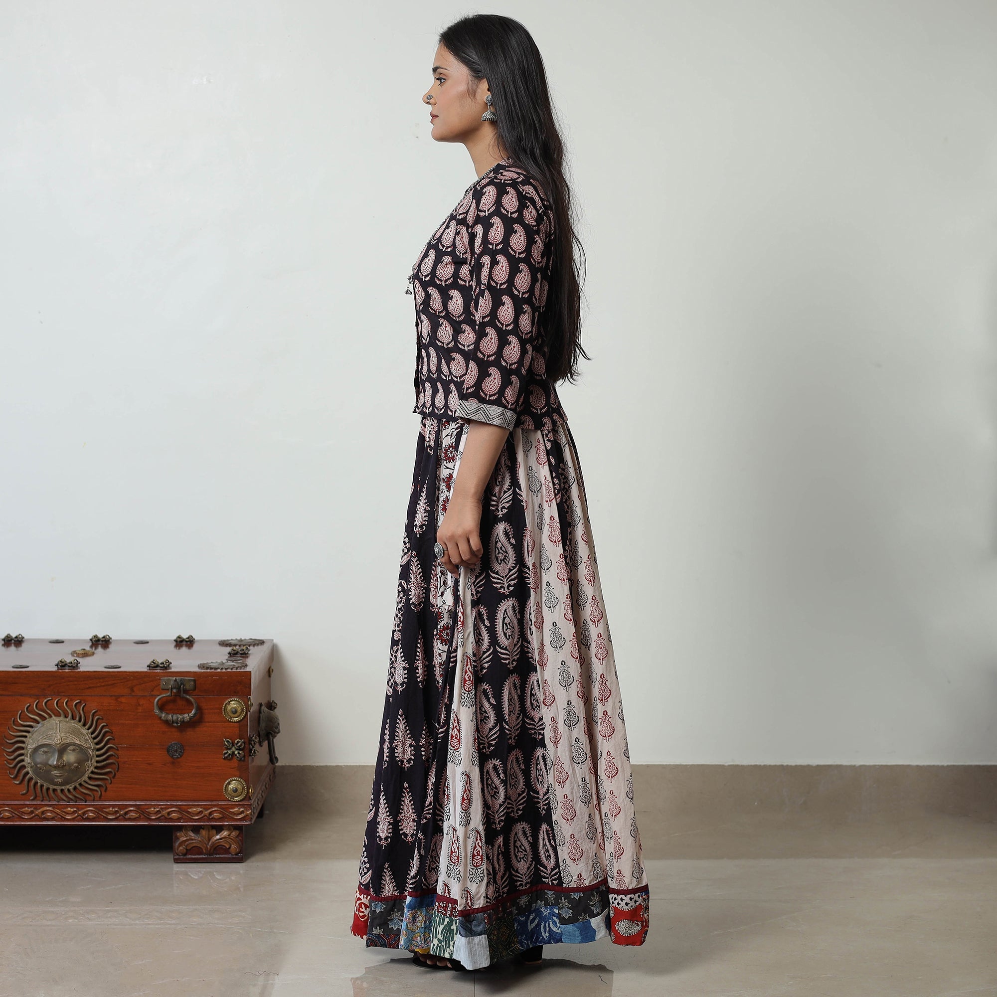 Multicolor - bagh skirt with 24 kali patchwork 10