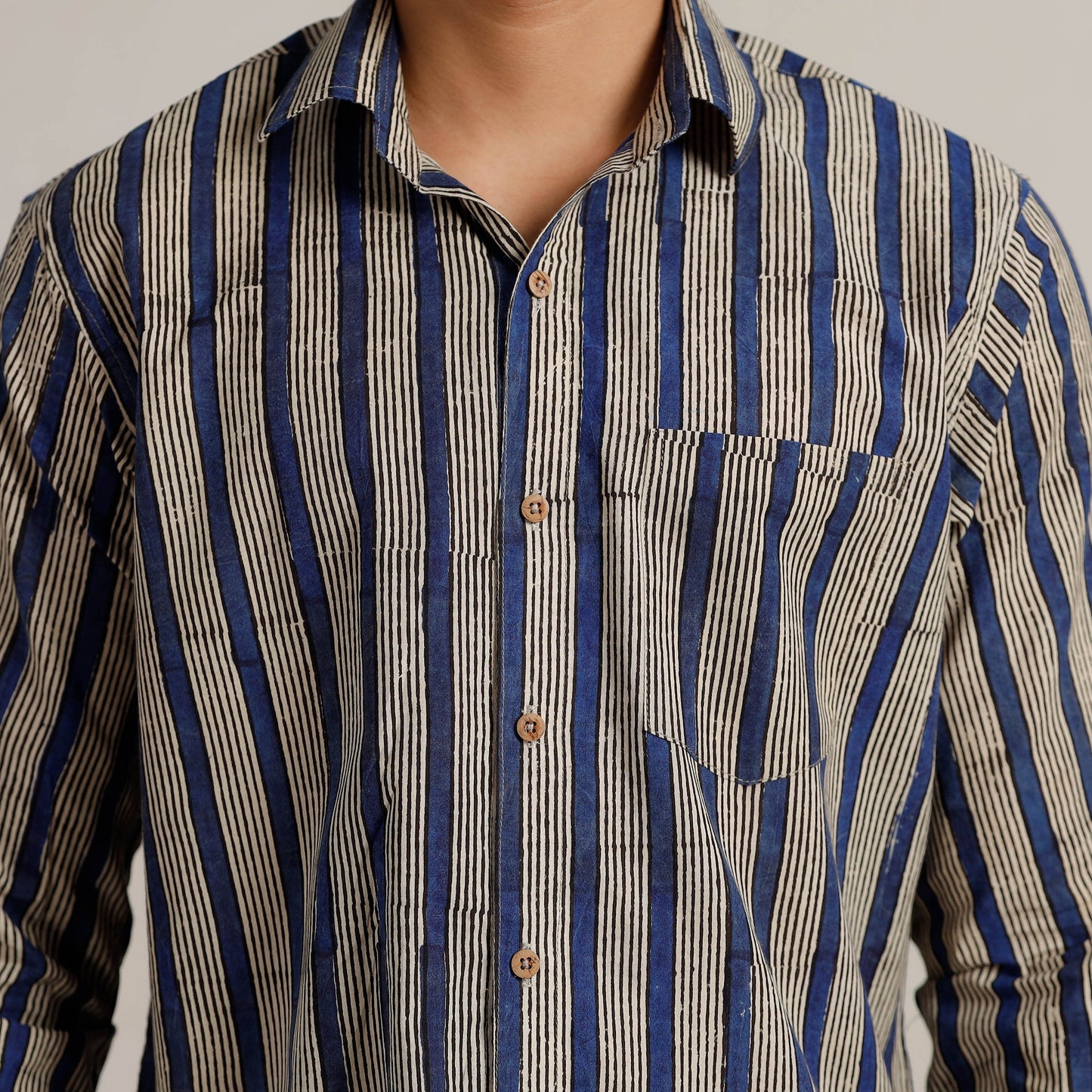  Bagru Block Printed Cotton Men Full Sleeve Shirt 10 