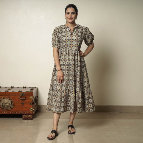 Buy Bagru Block Printed Cotton Tiered Dress 12 Online at iTokri.com