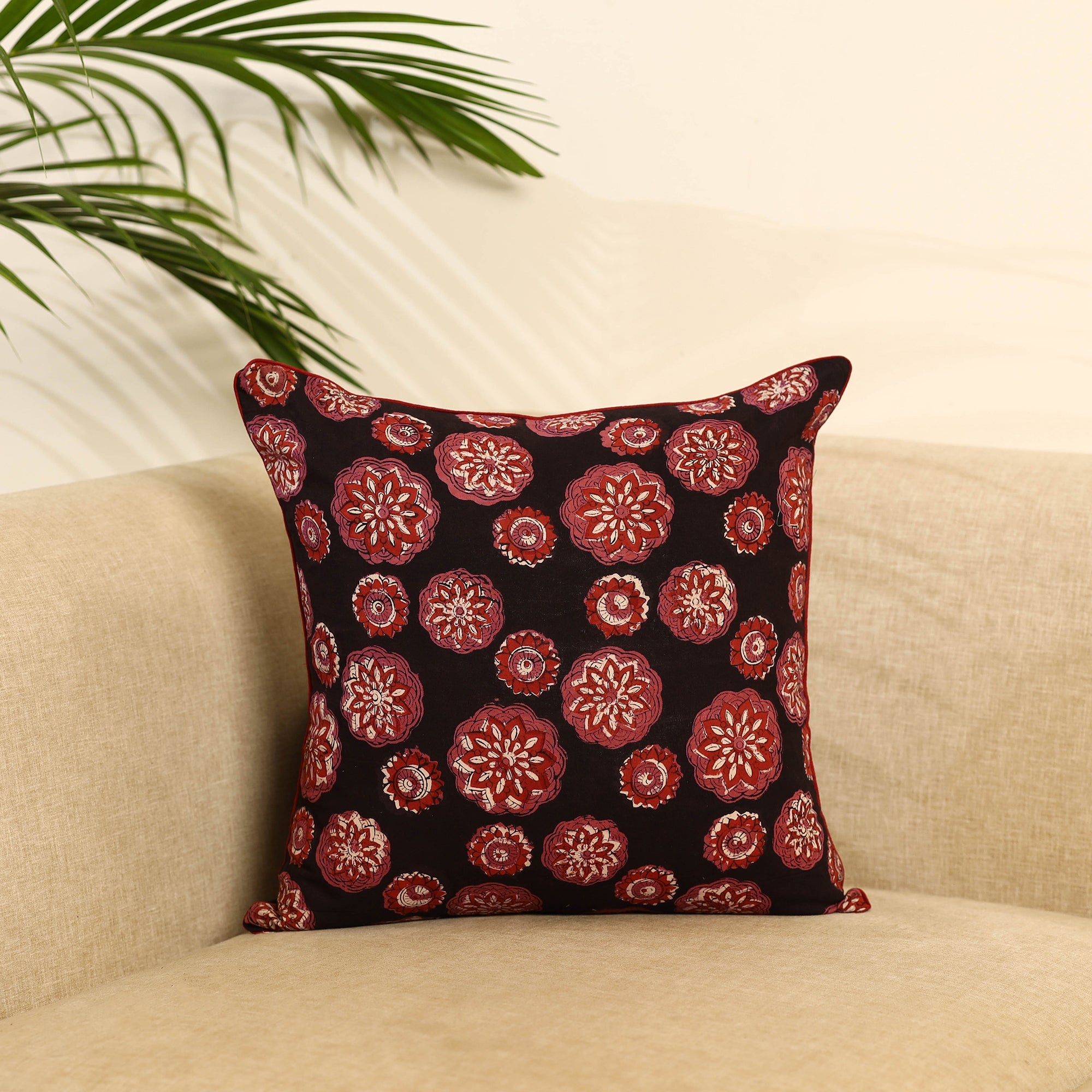 Multicolor - bagru cotton cushion cover 13 - handcrafted