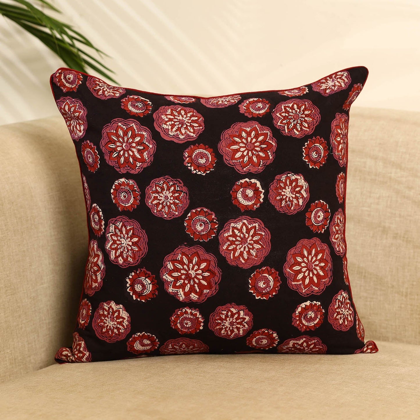 Multicolor - bagru cotton cushion cover 13 - handcrafted