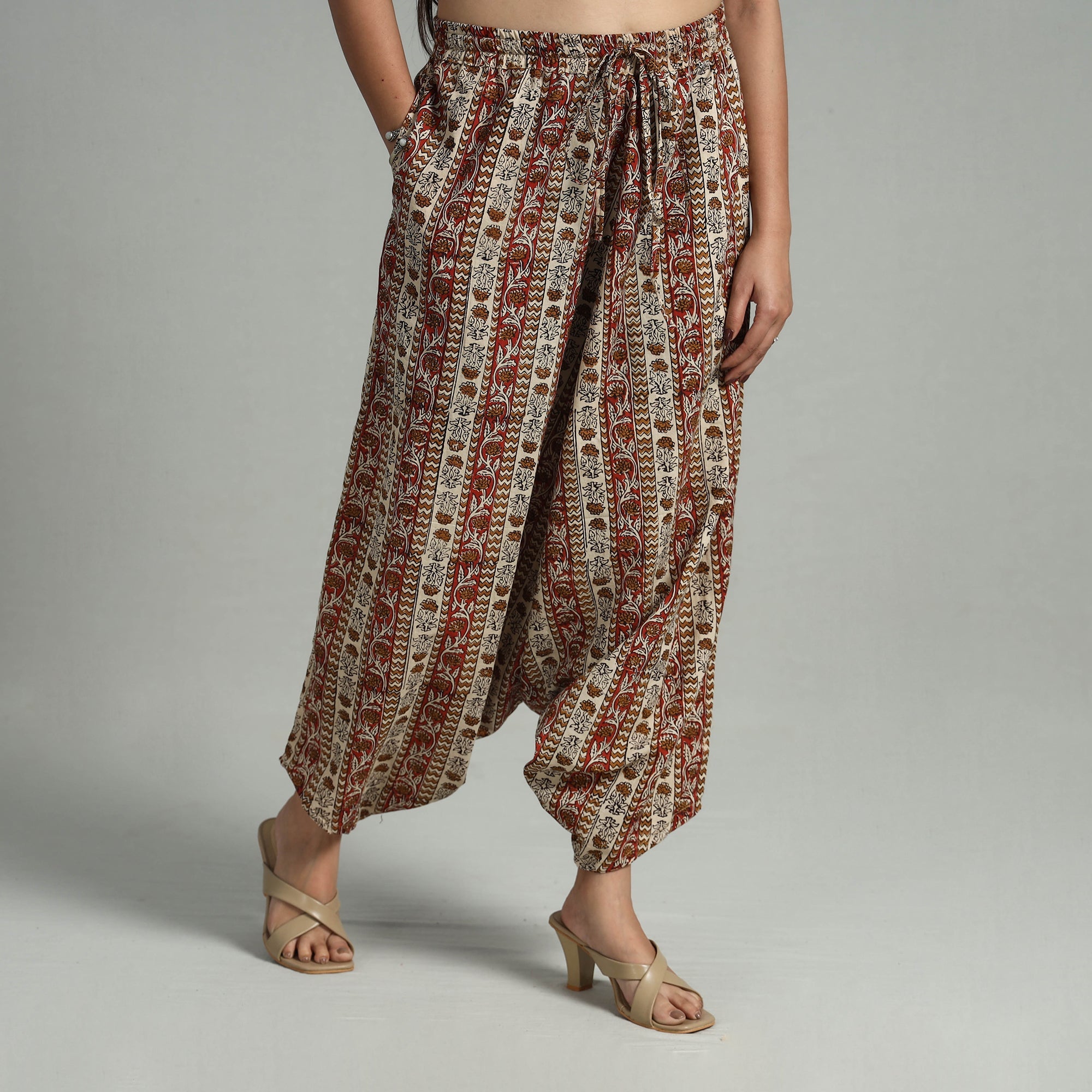 Bagru Block Print Cotton Elasticated Harem Pant