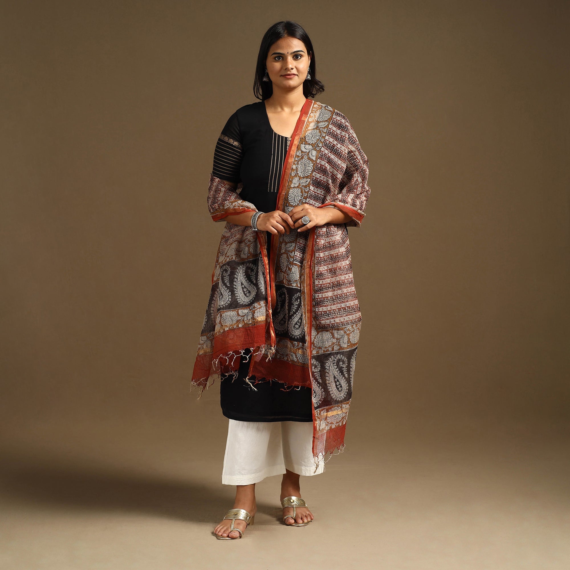  Bagru Block Print Cotton Kota Doria Dupatta