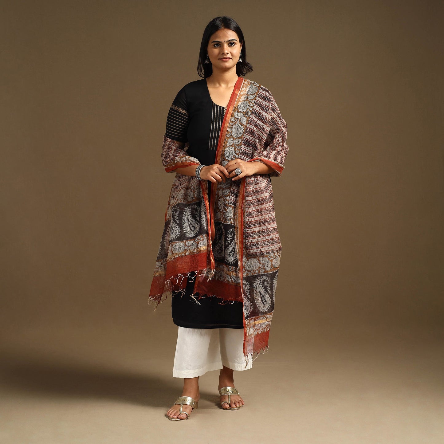  Bagru Block Print Cotton Kota Doria Dupatta