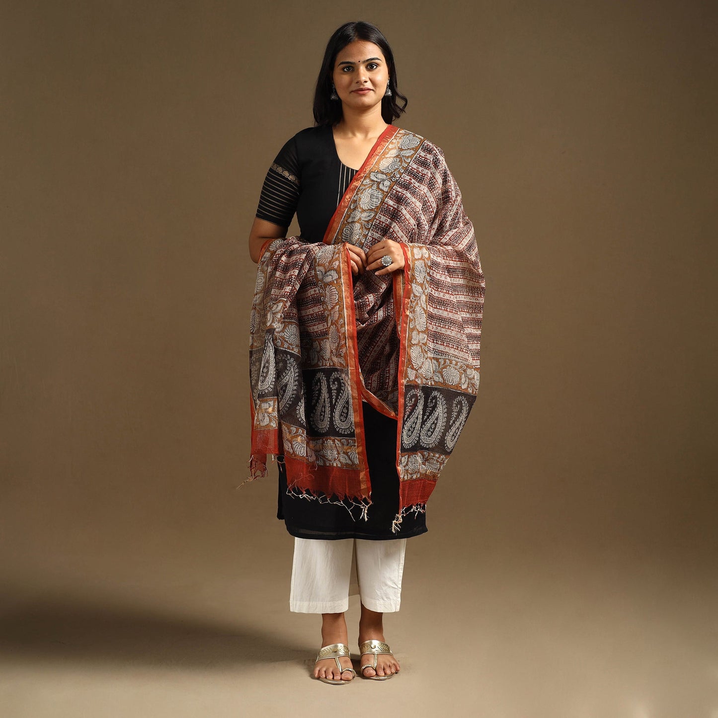 Bagru Block Print Cotton Kota Doria Dupatta