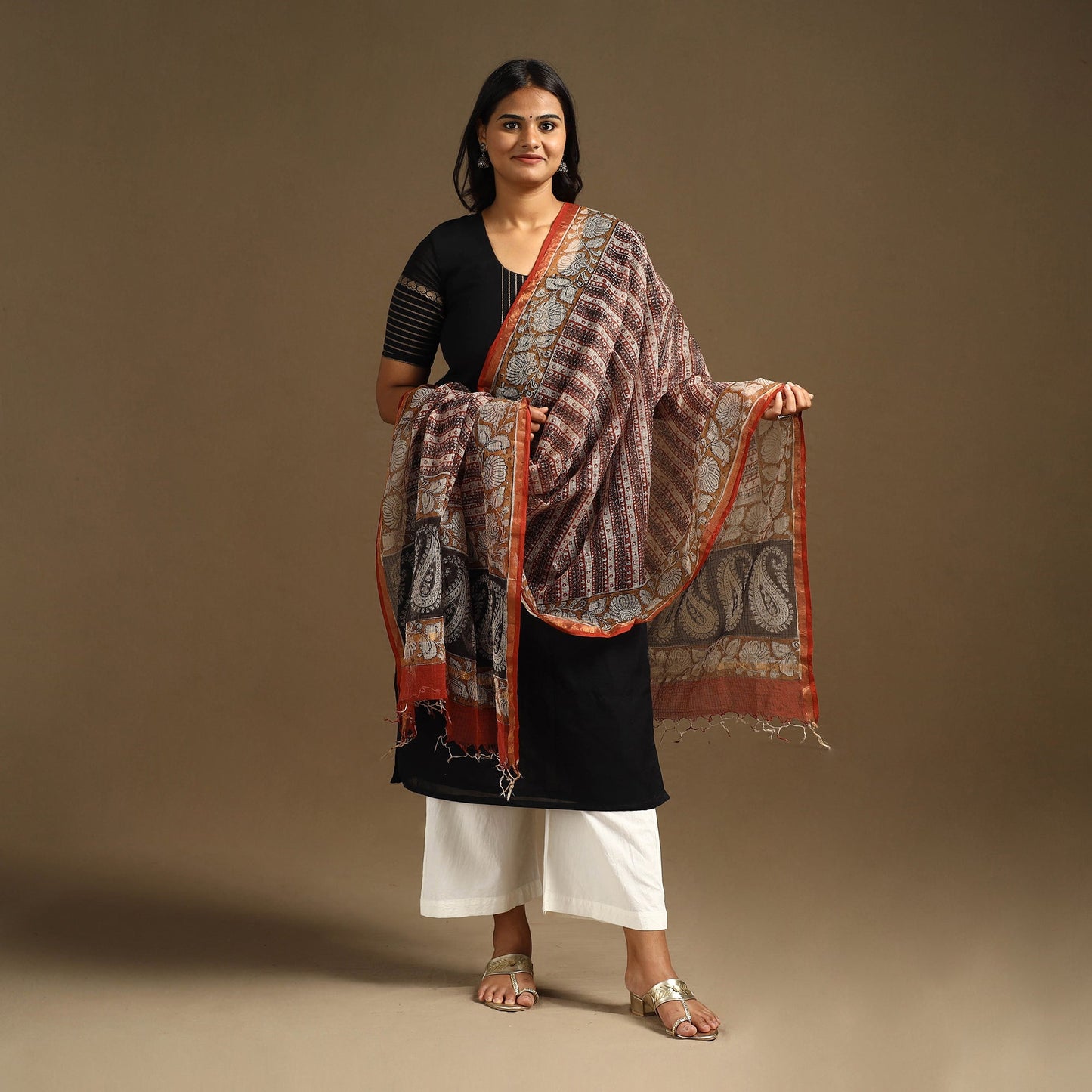  Bagru Block Print Cotton Kota Doria Dupatta