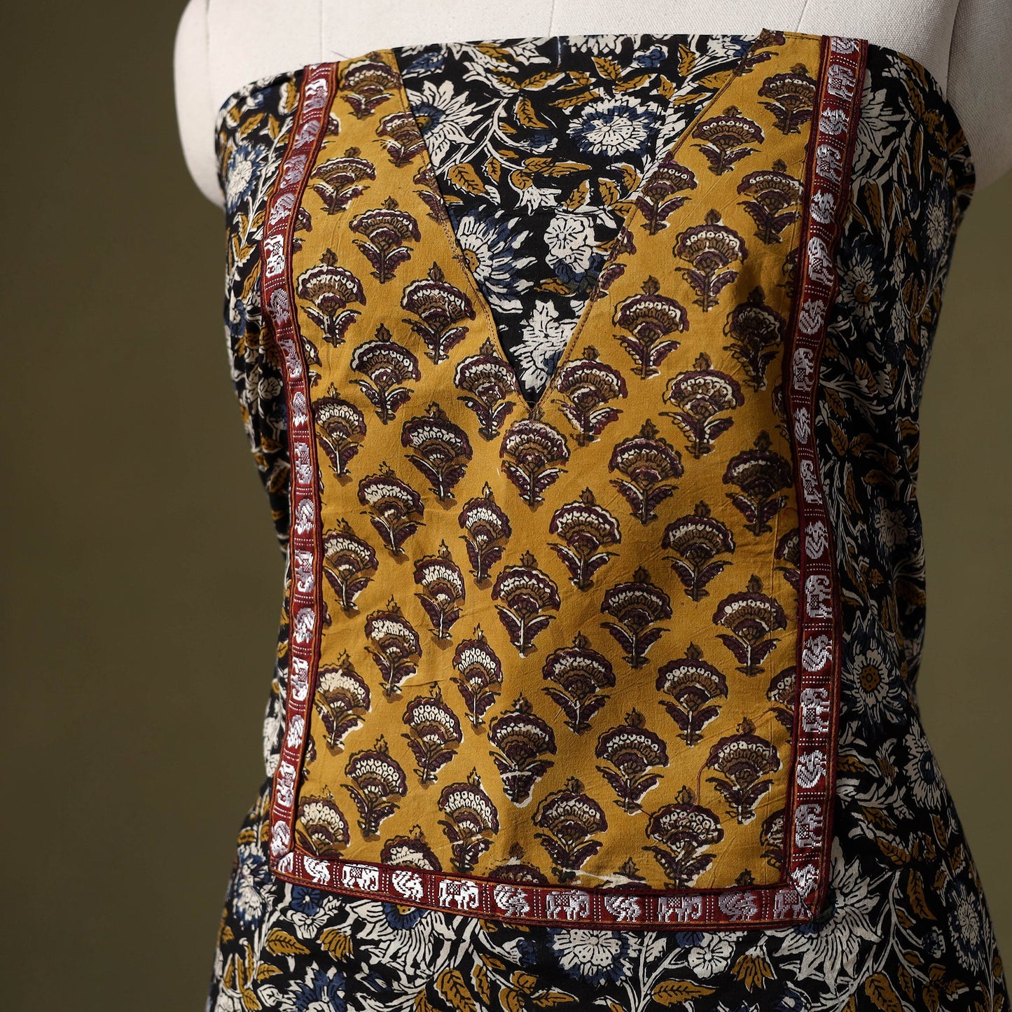 Multicolor - bagru cotton unstitched kurta material (2.75m)