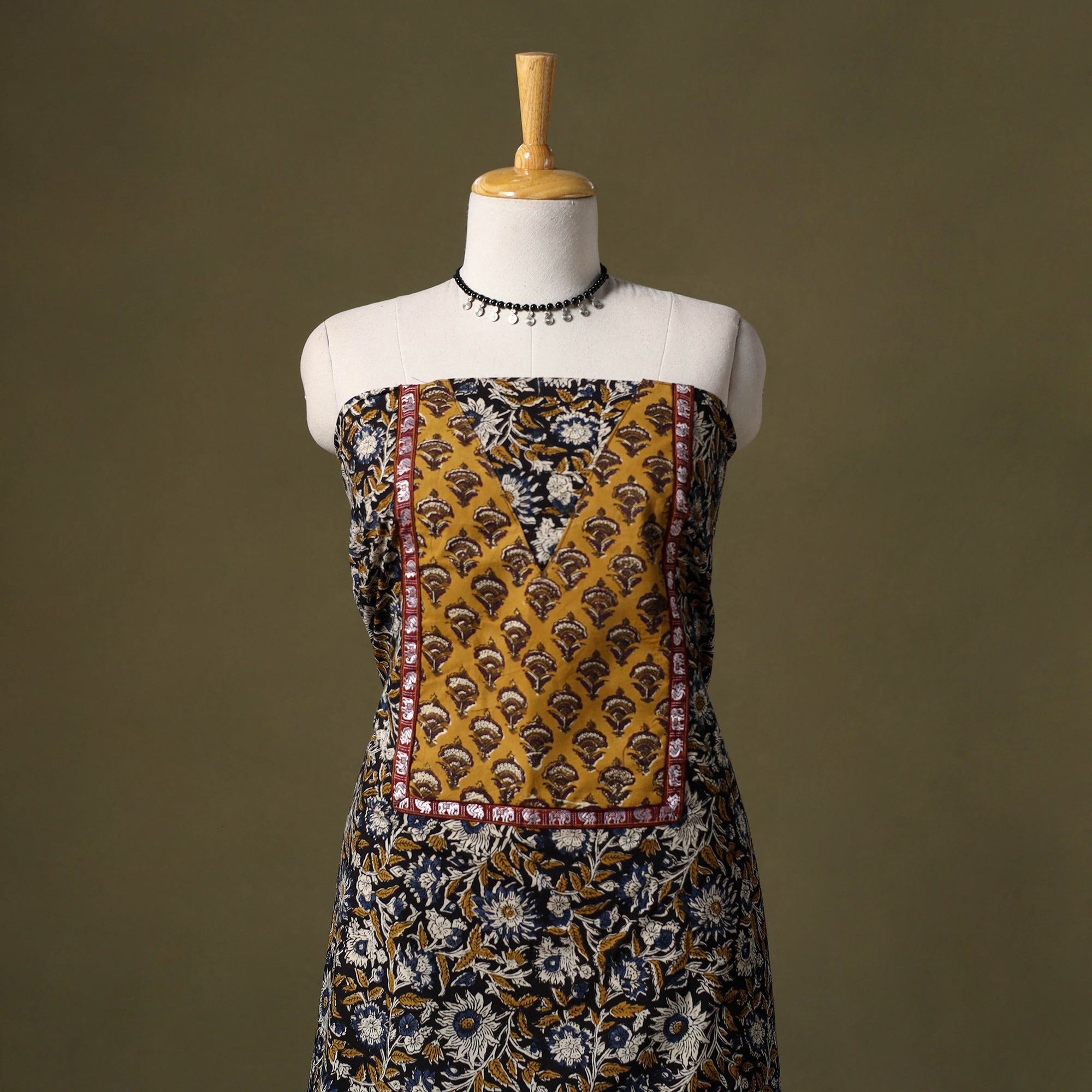 Multicolor - bagru cotton unstitched kurta material (2.75m)