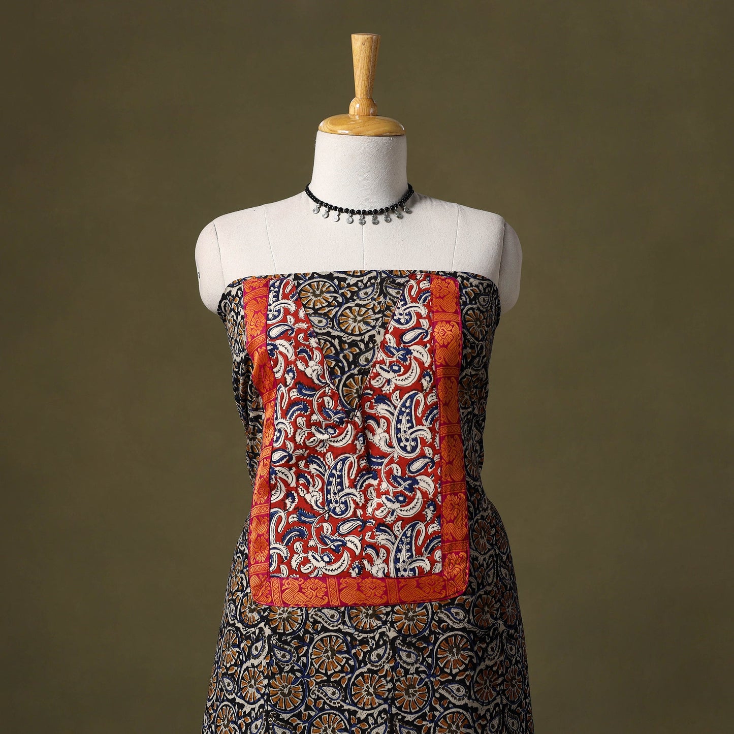 Multicolor Bagru Print Cotton Unstitched Kurta Material