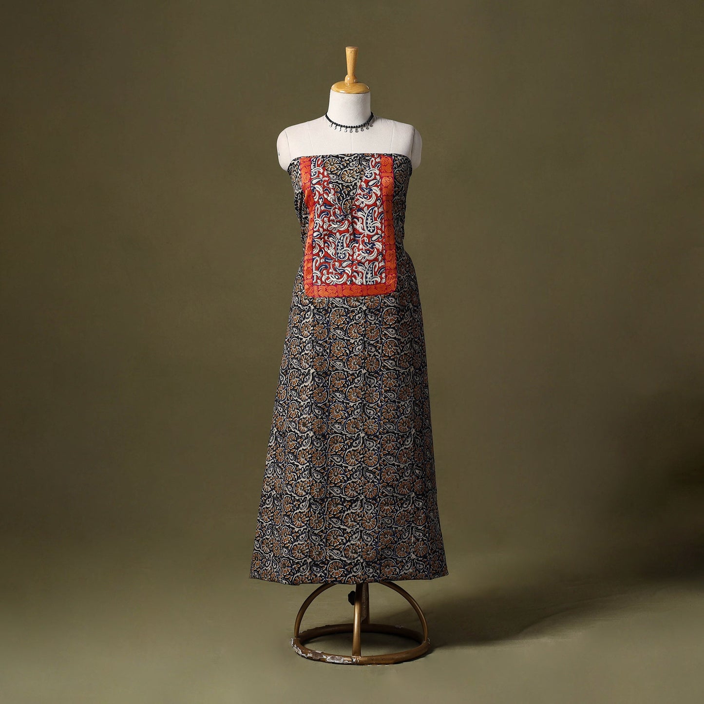 Multicolor Bagru Print Cotton Unstitched Kurta Material