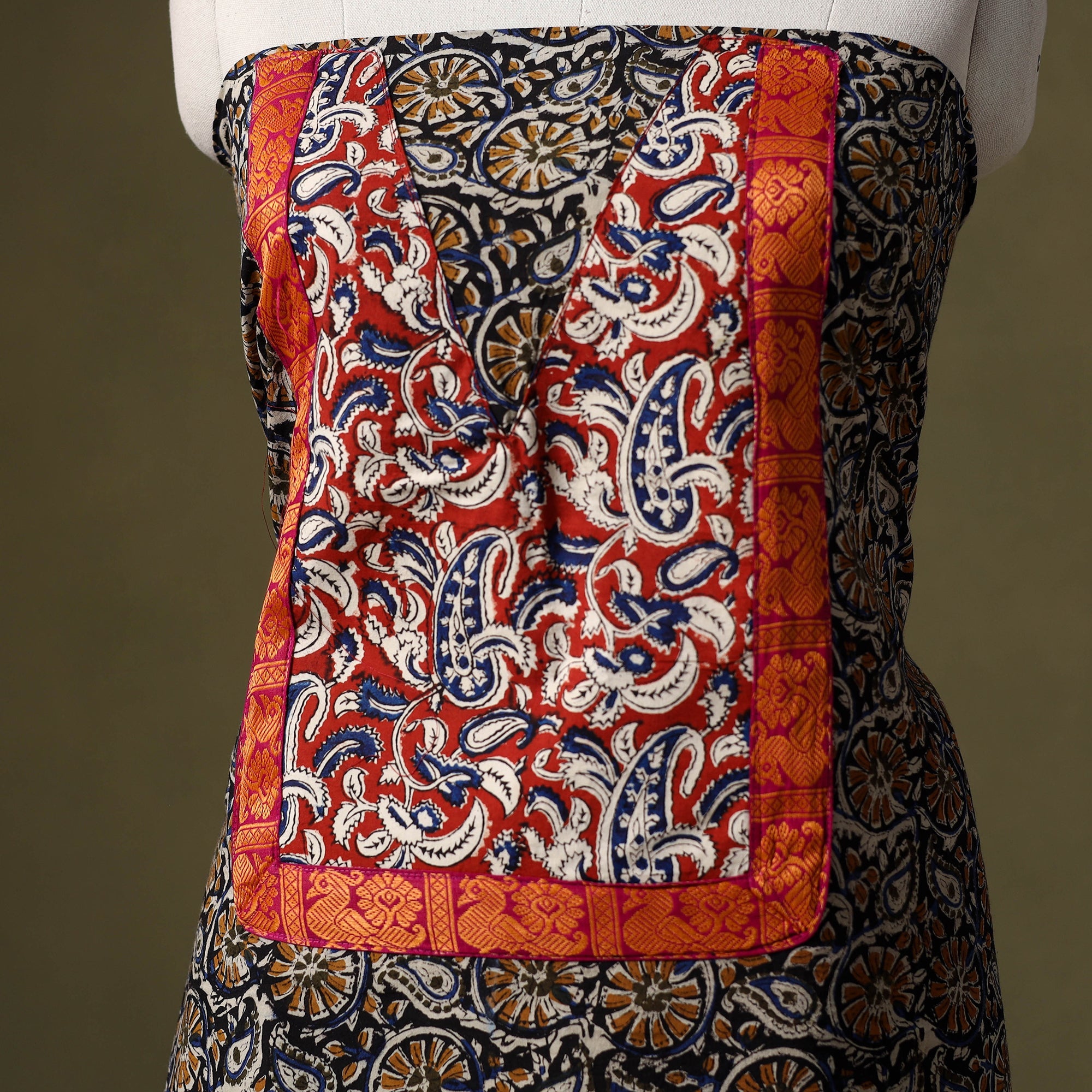 Multicolor Bagru Print Cotton Unstitched Kurta Material