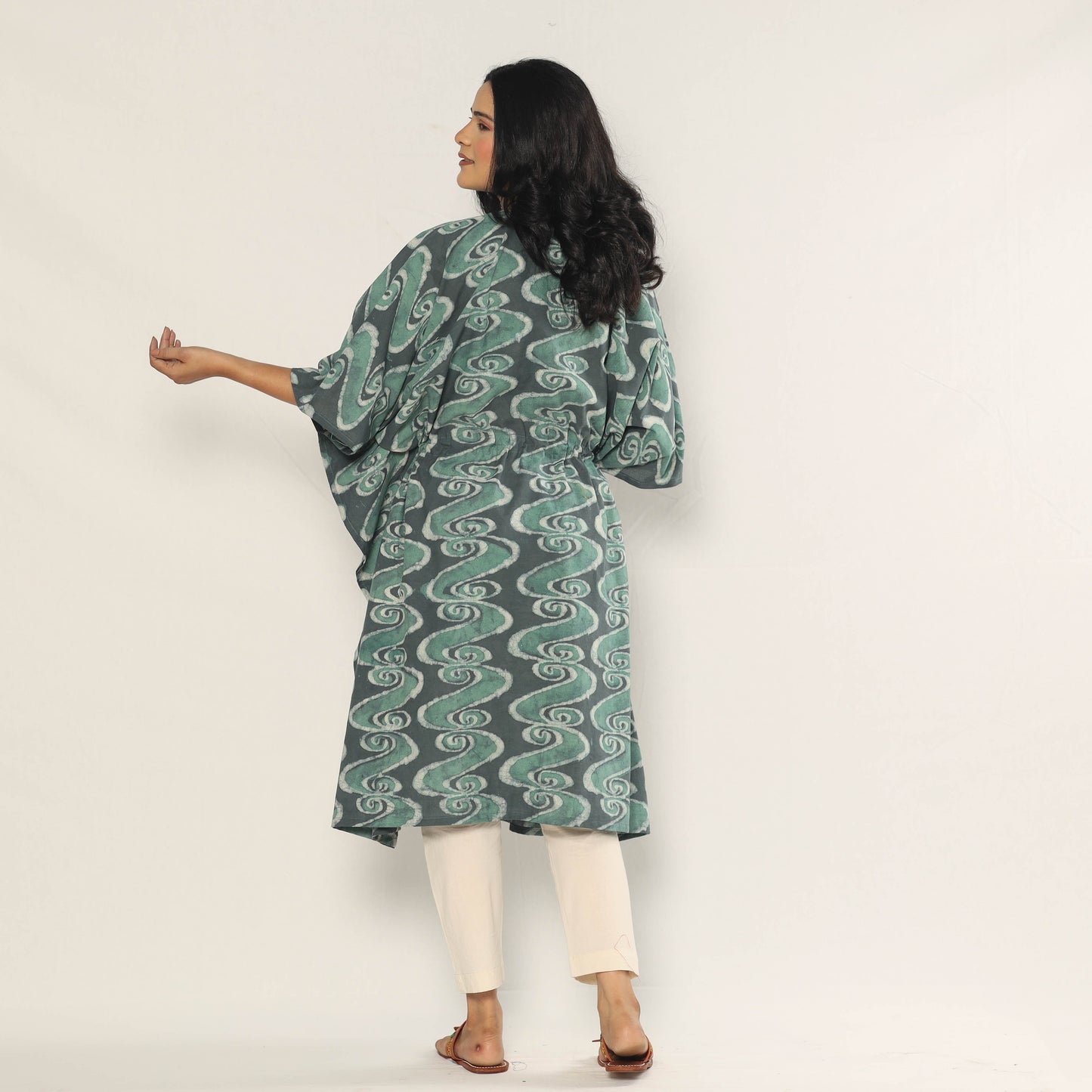 Bagru dabu printing cotton kaftan dress (medium)