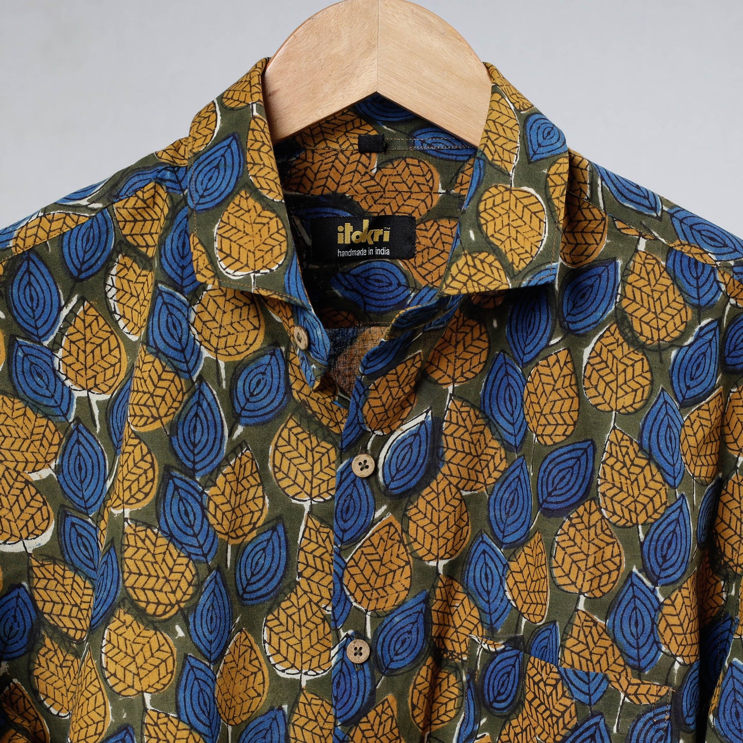 Bagru Dabu Block Printed Cotton Men Full Sleeve Shirt