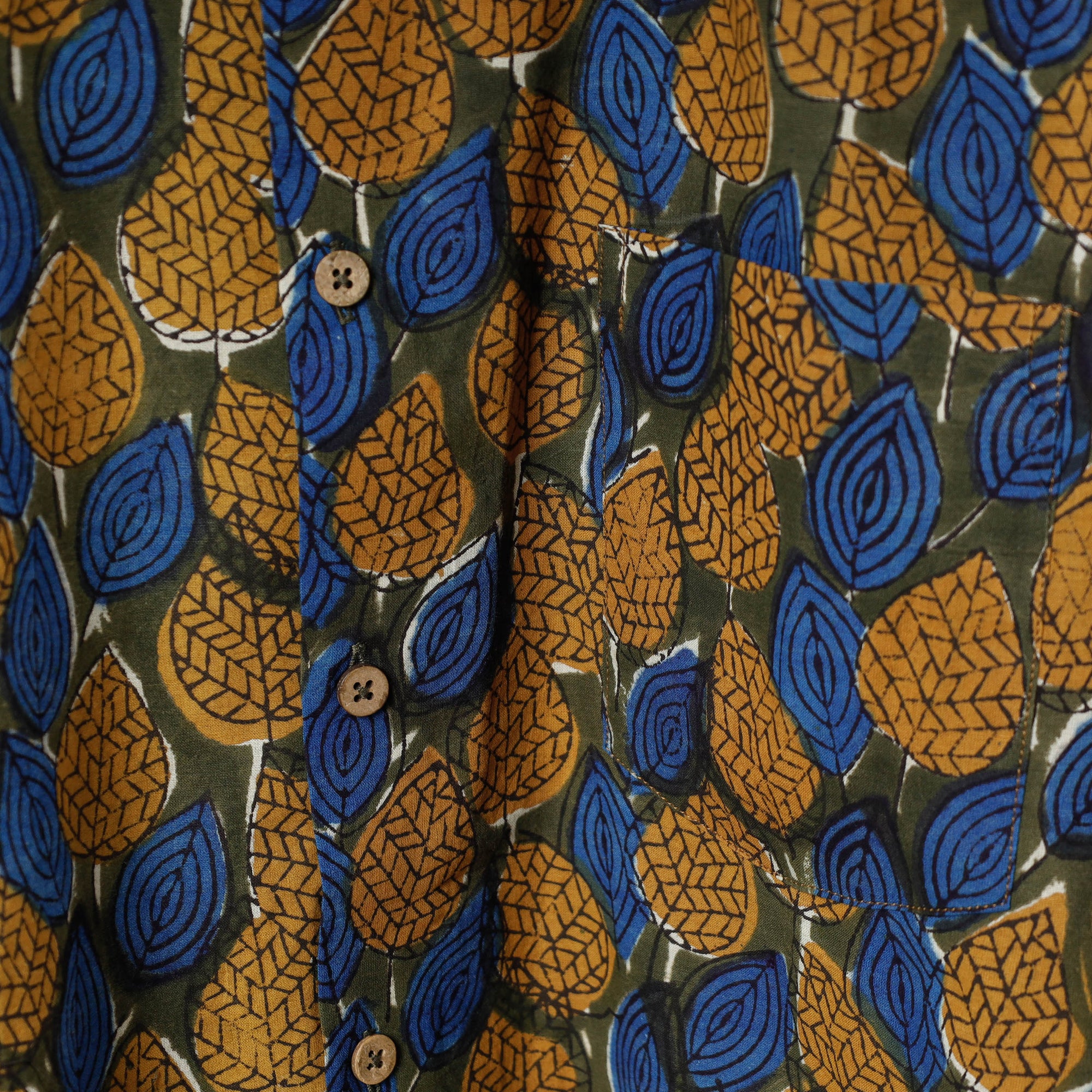 Bagru Dabu Block Printed Cotton Men Full Sleeve Shirt