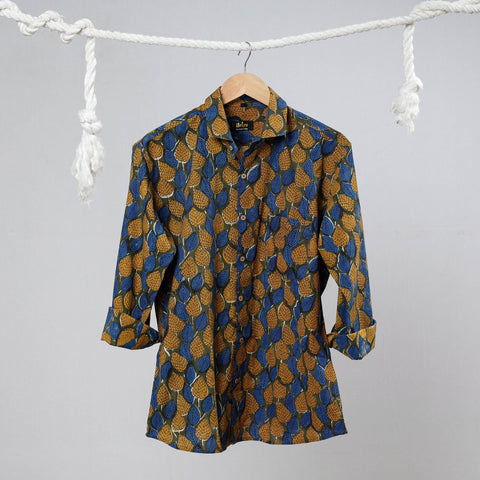 Bagru Dabu Block Printed Cotton Men Full Sleeve Shirt