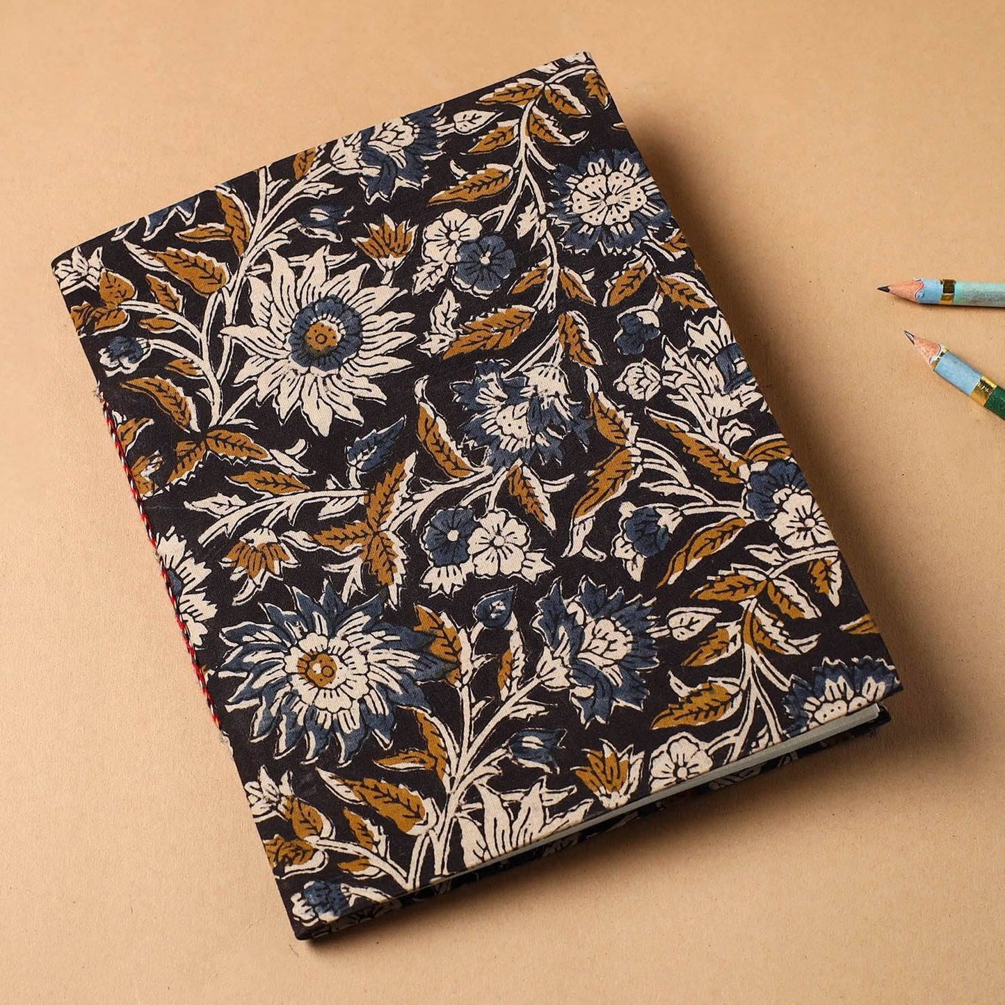Multicolor - bagru fabric cover handmade paper notebook (9
