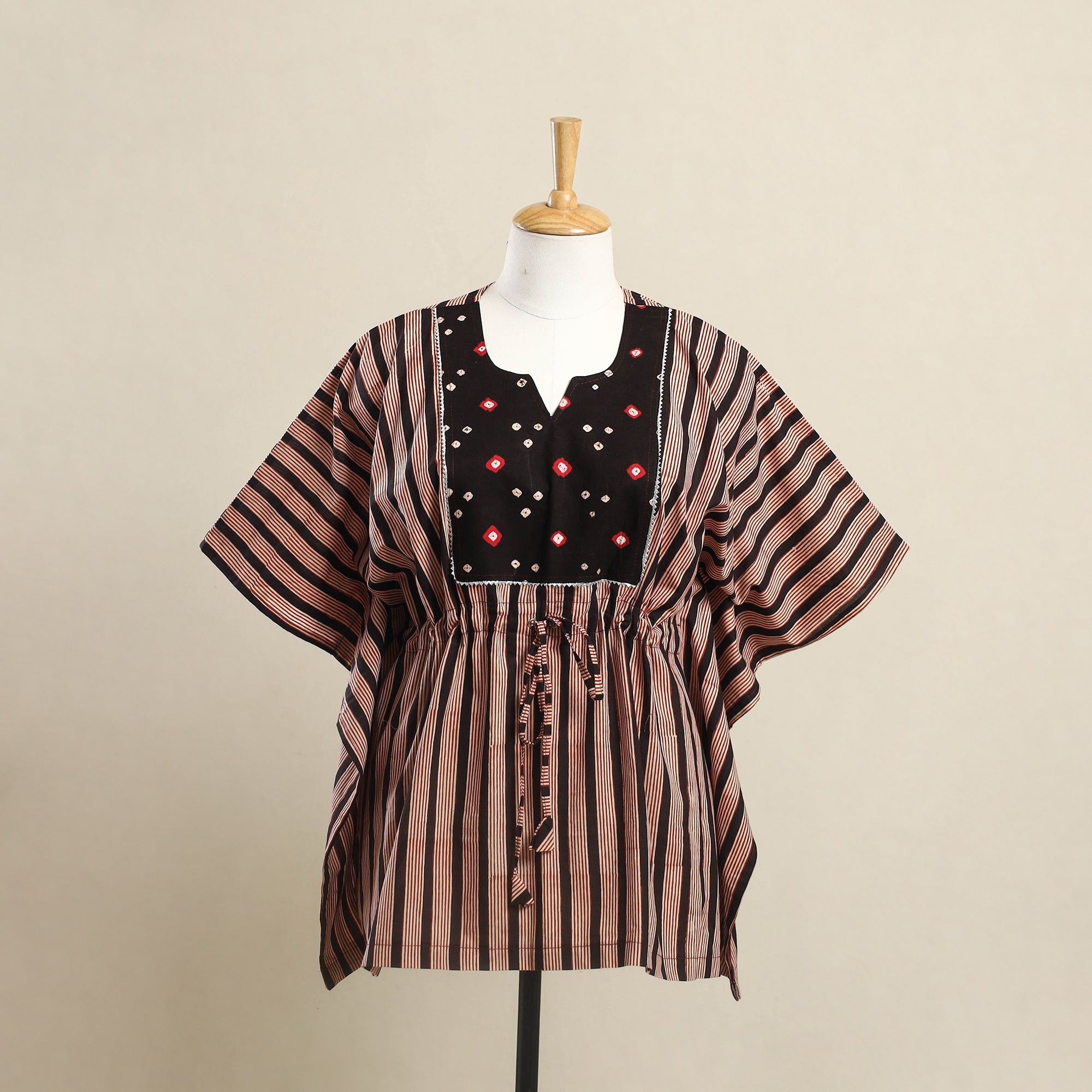 Buy Bagru Multicolor Mosaic Fusion Cotton Kaftan