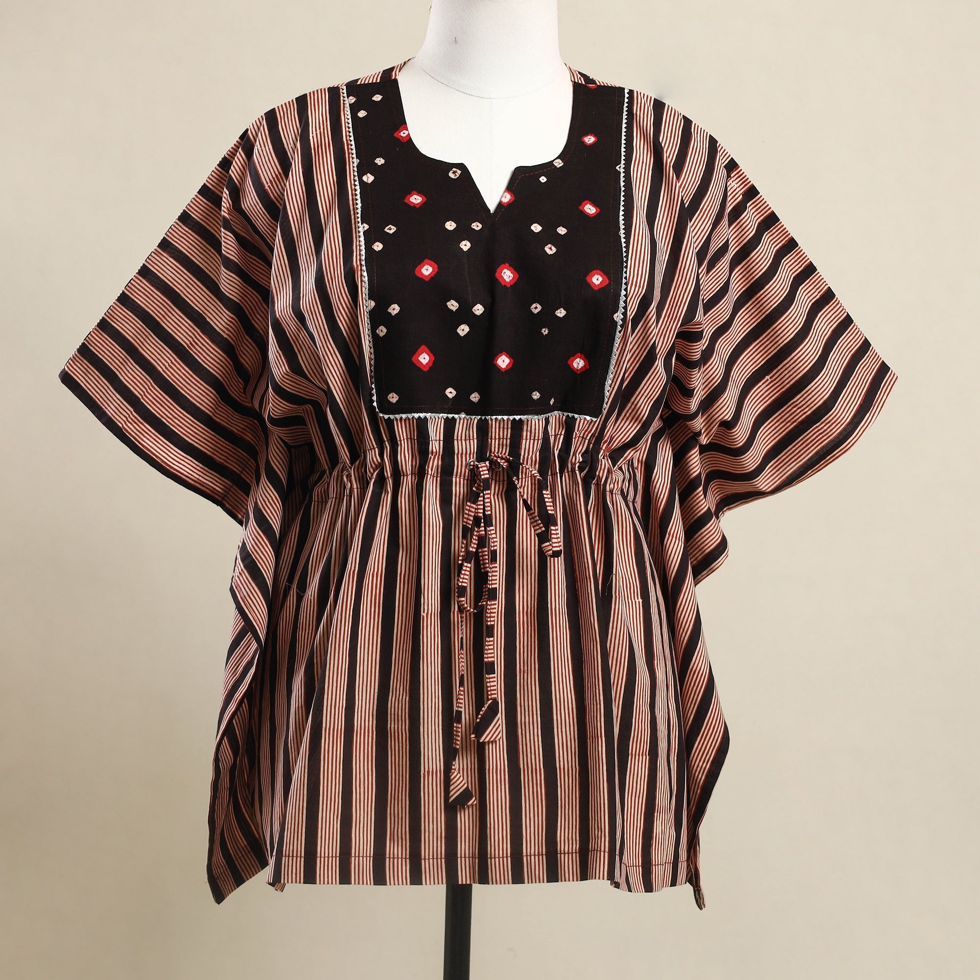 Buy Bagru Multicolor Mosaic Fusion Cotton Kaftan