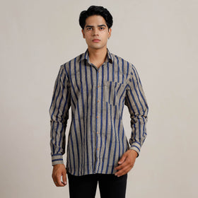  Bagru Block Printed Cotton Men Full Sleeve Shirt 10 