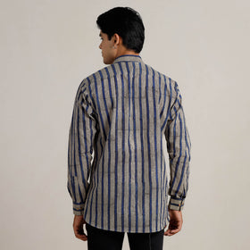  Bagru Block Printed Cotton Men Full Sleeve Shirt 10 