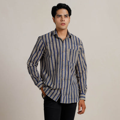  Bagru Block Printed Cotton Men Full Sleeve Shirt 10 