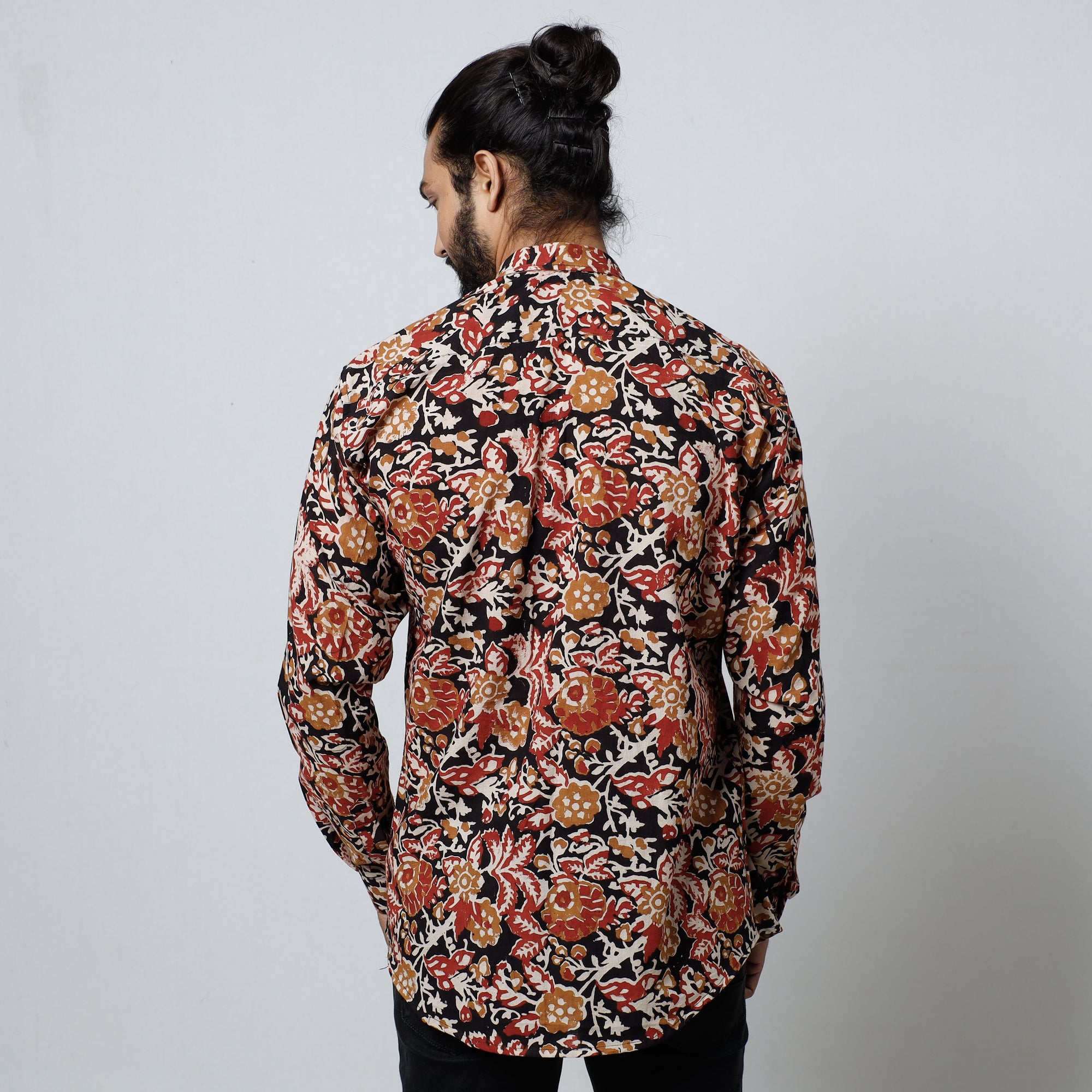 Multicolor Bagru Block Printed Cotton Men Full Sleeve Shirt