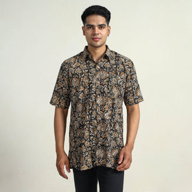 Multicolor Bagru Block Printed Cotton Men Half Sleeve Shirt