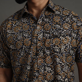 Multicolor Bagru Block Printed Cotton Men Half Sleeve Shirt
