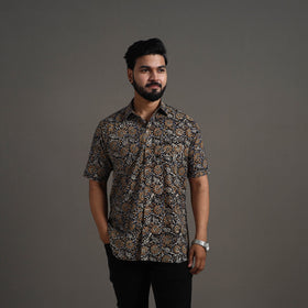 Multicolor Bagru Block Printed Cotton Men Half Sleeve Shirt