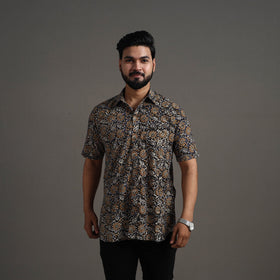 Multicolor Bagru Block Printed Cotton Men Half Sleeve Shirt