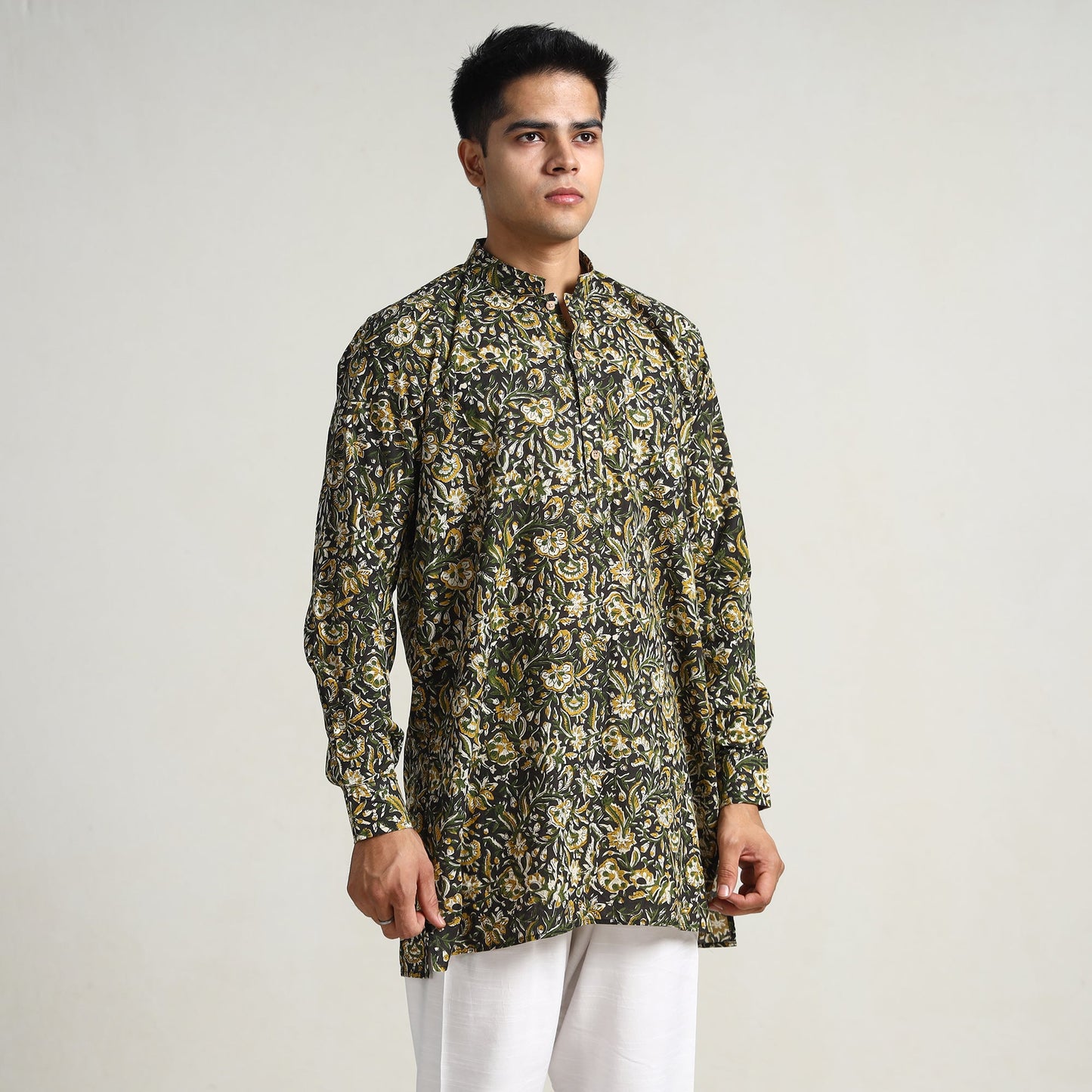  Bagru Block Printed Cotton Men Short Kurta 09 