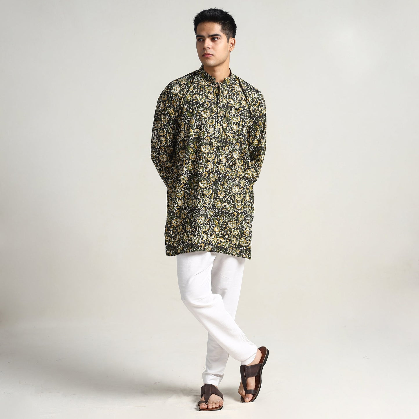  Bagru Block Printed Cotton Men Short Kurta 09 