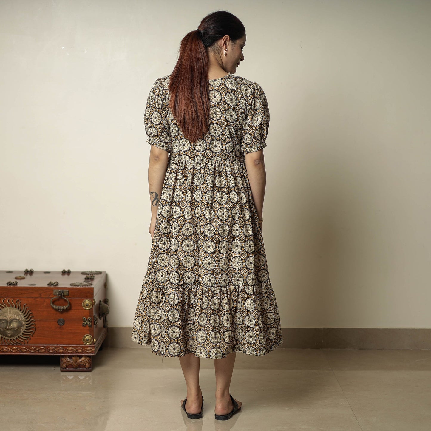Buy Bagru Block Printed Cotton Tiered Dress 12 Online at iTokri.com